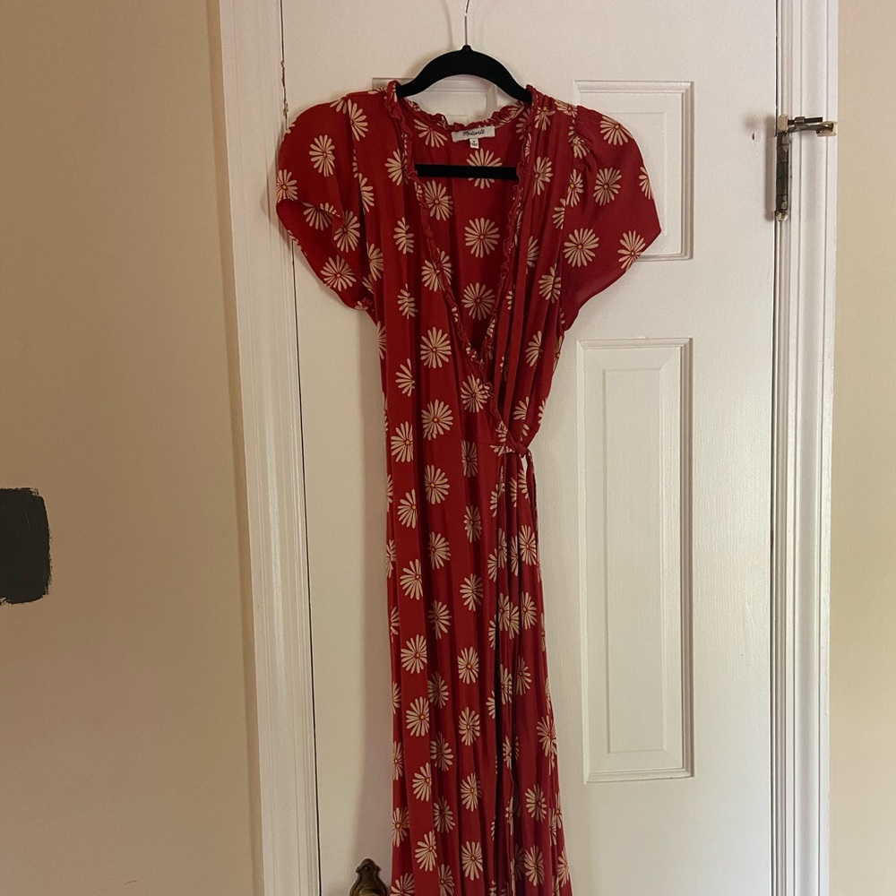 Madewell Red Floral Midi Dress